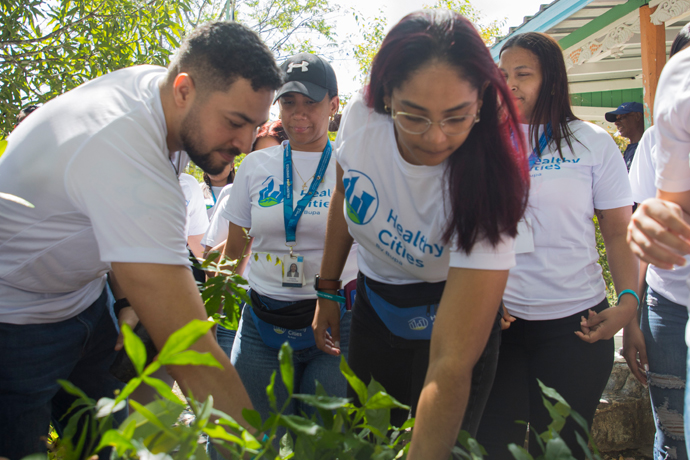 Equipo de Bupa sembrando