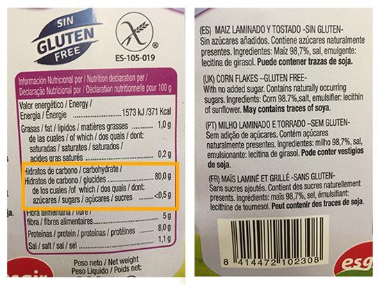 envase de cereales sin azucar